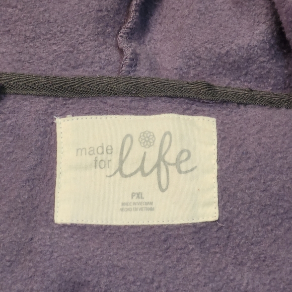Made For Life Purple Zip-up Hoodie With Floral Design on Front and Arms … - Picture 8 of 10